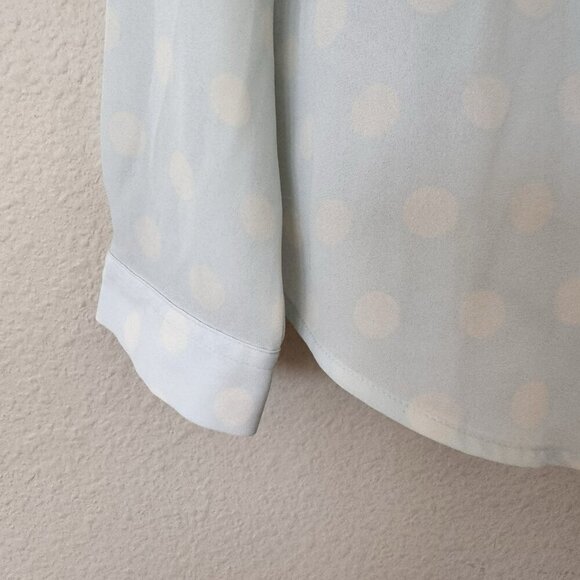 Loft Polka Dot Utility Blouse Blue Size Medium Sky Blue White Cream - Picture 3 of 5